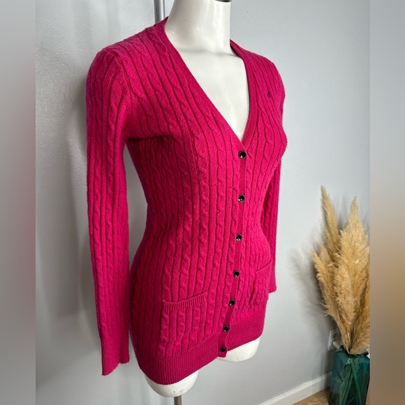 Crew Clothing Co Cardigan Pink Long Style Cotton Wool Thick Ribbing Sz 12 - Picture 7 of 14